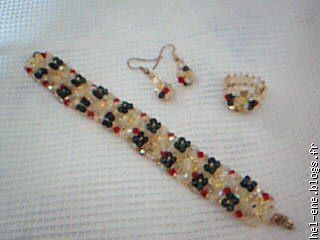 parure papillon :bracelet bague et boucle d'oreille